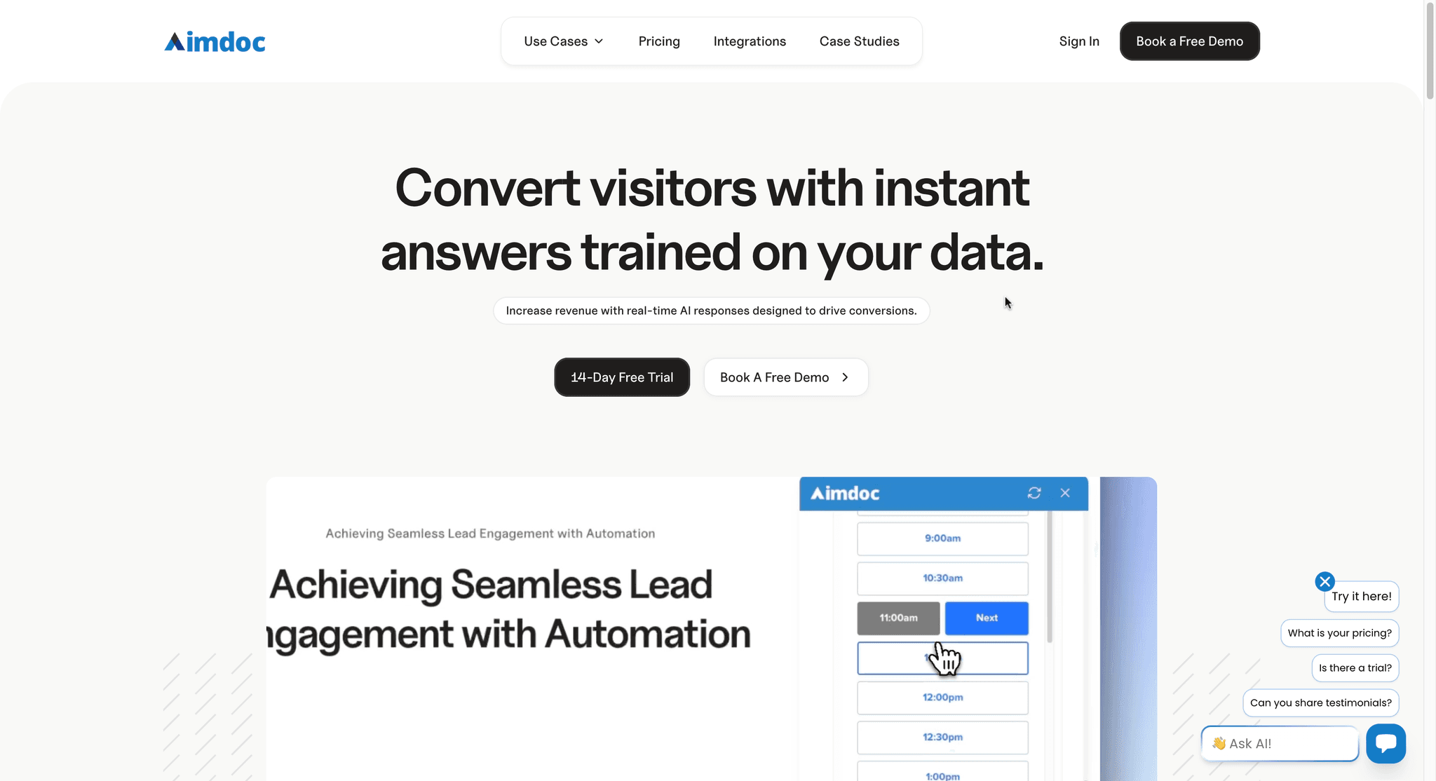 Introducing Aimdoc - Sales Agent for Your Website